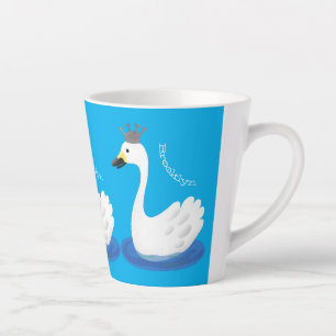 Caneca De Café Latte Cisne branco bonito com desenho animado