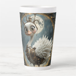 Caneca De Café Latte Cisne Mecânico ao Luar – Guardião de Sonhos Curios