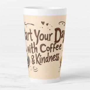 Caneca De Café Latte Citação Comece Seu Dia com Café e Bondade
