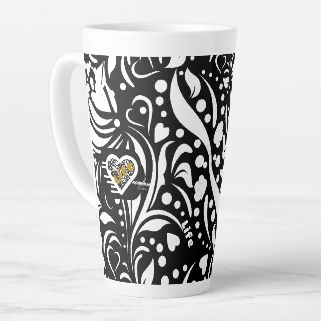 Caneca De Café Latte Citação da vida: Black Latte Mug, poeta Adiela Ako (Ângulo esquerdo)