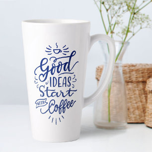 Caneca De Café Latte Citação de Amantes de Café Azul Caligrafia Alta Br