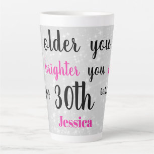 Caneca De Café Latte Citação de aniversário de 30 anos personalizada