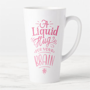 Caneca De Café Latte Citação de Café Fofo Rosa Ombre Caligrafia Alta