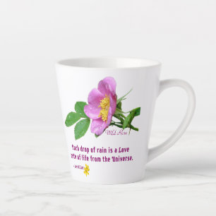 Caneca De Café Latte Citação de Chuva de Flores Silvestres Rosa Selvage
