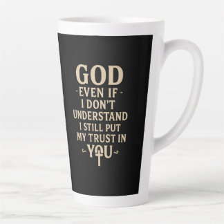 Caneca De Café Latte Citação de Fé Cristã Religiosa