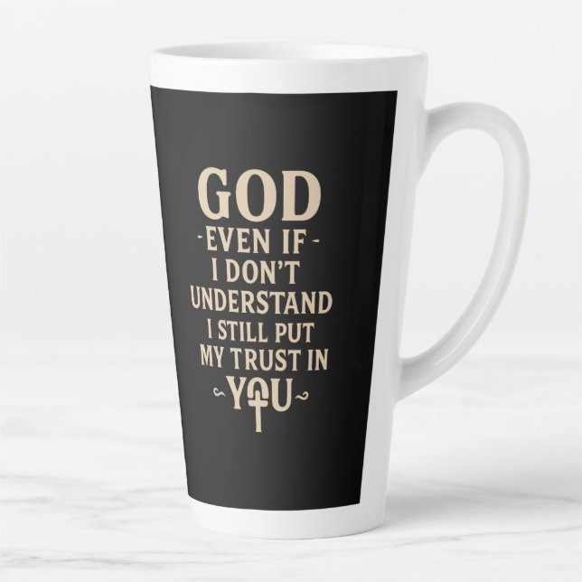 Caneca De Café Latte Citação de Fé Cristã Religiosa  (Direita)