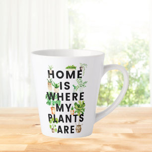 Caneca De Café Latte Citação de jardinagem de planta doméstica aquarela