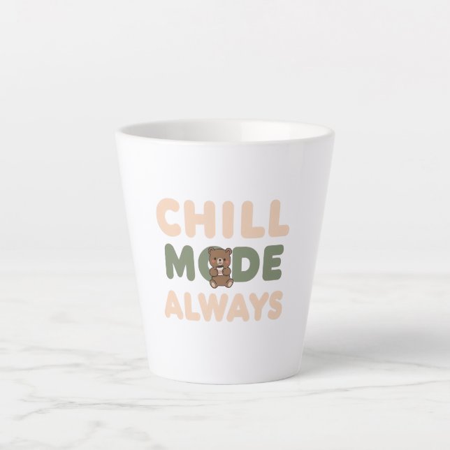 Caneca De Café Latte Citação de "Modo Relax Sempre" Pastel (Frente)