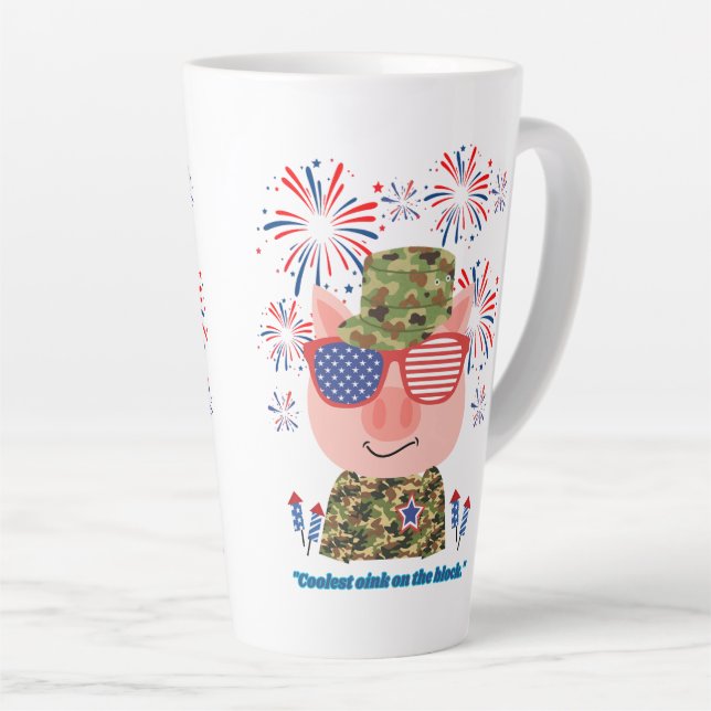 Caneca De Café Latte citação de porco (Ângulo direito)