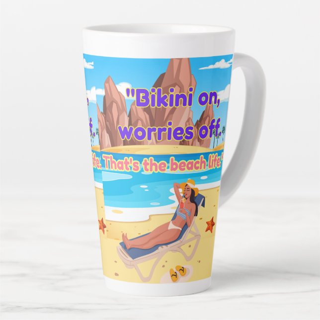 Caneca De Café Latte citação de praia (Ângulo direito)