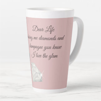 Caneca De Café Latte Citação Diamantes e Champanhe – Edição Querida Vid