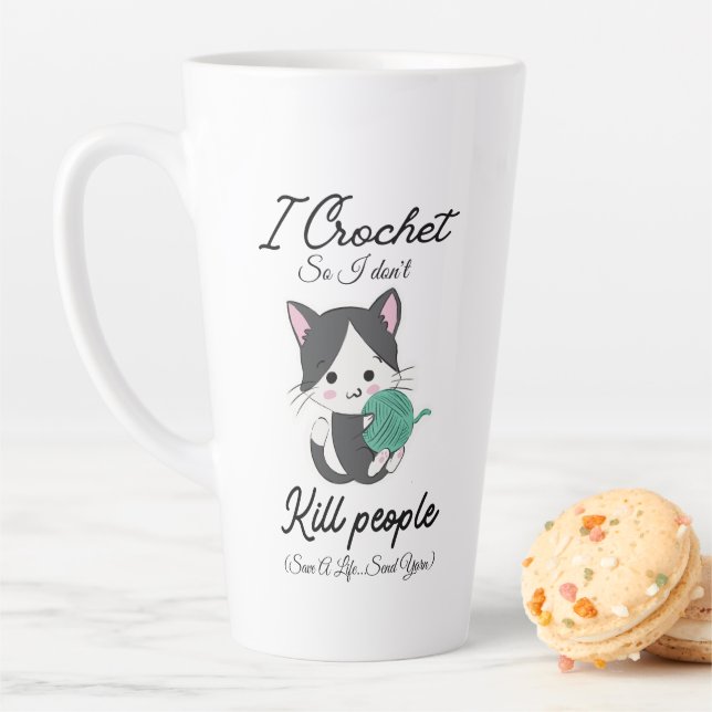 Caneca De Café Latte Citação Divertida de Crochê Design para Amantes de (In Situ)