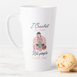 Caneca De Café Latte Citação Divertida de Crochê Design para Amantes de
