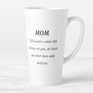 Caneca De Café Latte Citação Divertida de Mãe Arte de Roteiro Elegante