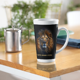 Caneca De Café Latte Citação Divertida "Eu Amo Meu Gato" Lion Latte Mug