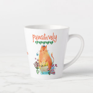 Caneca De Café Latte Citação Engraçada De Gato Gato E Gato De Vegan
