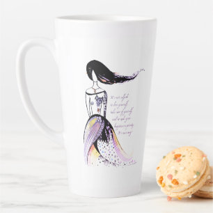 Caneca De Café Latte Citação ilustrada e inspiradora do Self-LOVE