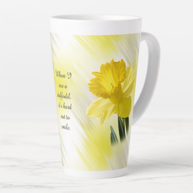 Caneca De Café Latte Citação:  "Quando vejo um daffodil..."  Foto Flora (Ângulo direito)