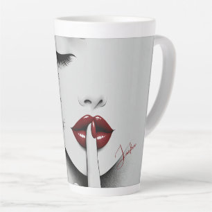 Caneca De Café Latte Citação Sassy Personalizada Lábios Vermelhos Belez