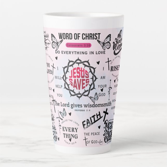 Caneca De Café Latte Citações Cristãs Inspiradoras (Frente)