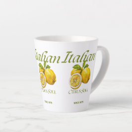 Caneca De Café Latte Citrus Soul Italiano - Arte de Fruta de Limão Vint