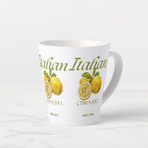 Caneca De Café Latte Citrus Soul Italiano - Arte de Fruta de Limão Vint