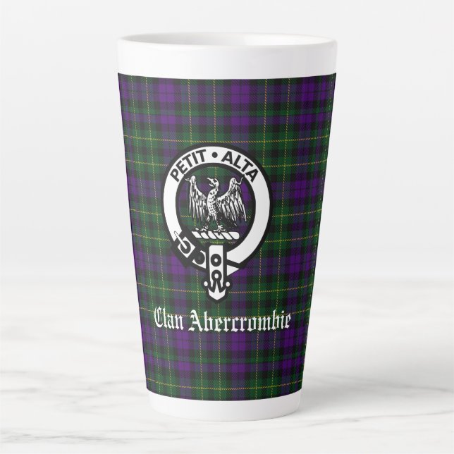 Caneca De Café Latte Clan Abercrombie Tartan & Crest (Frente)