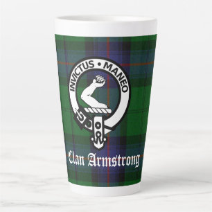 Caneca De Café Latte Clan Armstrong Tartan & Crest Crachá