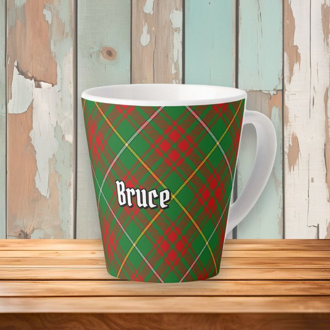 Caneca De Café Latte Clan Bruce Hunting Tartan (Criador carregado)