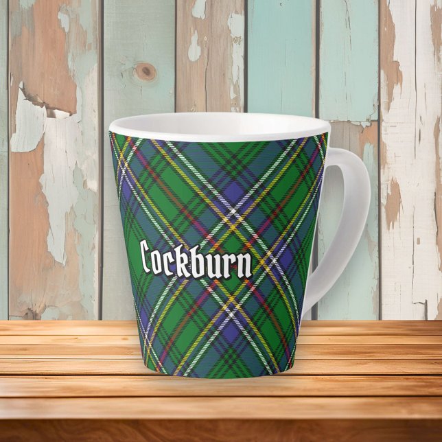 Caneca De Café Latte Clan Cockburn Tartan (Criador carregado)