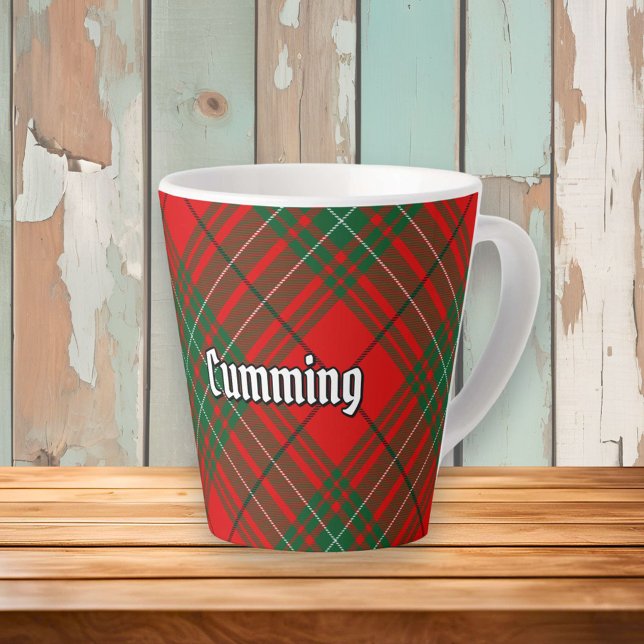 Caneca De Café Latte Clan Cumming Tartan (Criador carregado)