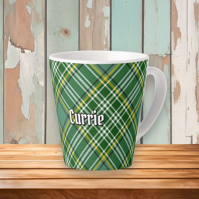 Caneca De Café Latte Clan Currie Tartan (Criador carregado)