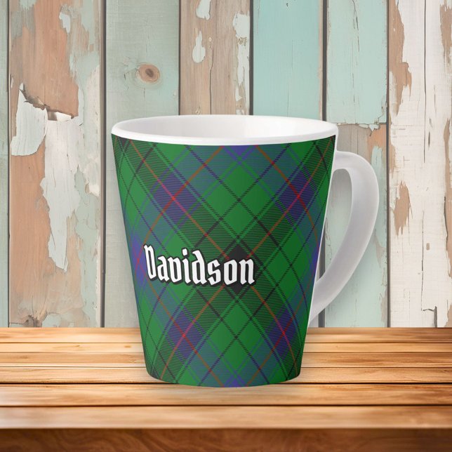 Caneca De Café Latte Clan Davidson Tartan (Criador carregado)