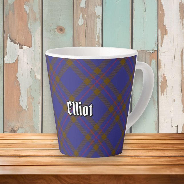 Caneca De Café Latte Clan Elliot Modern Tartan Latte Mug (Criador carregado)
