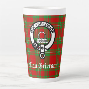 Caneca De Café Latte Clan Grierson Crest Crachá e Tartan