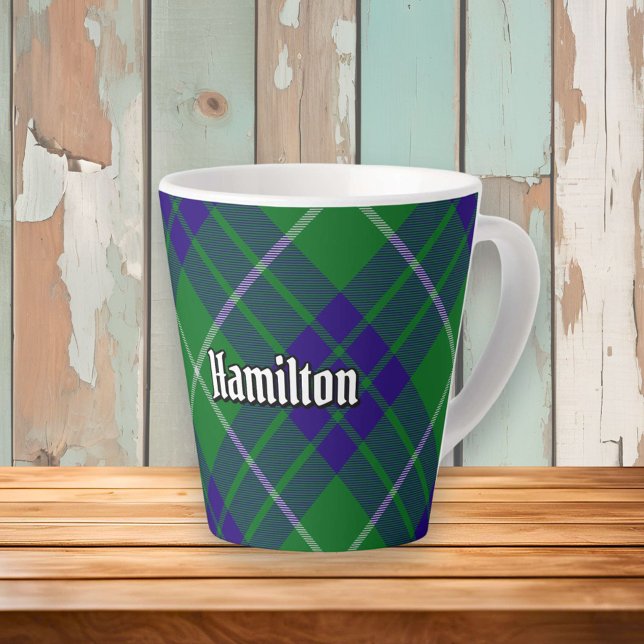 Caneca De Café Latte Clan Hamilton caçando Tartan Latte Mug (Criador carregado)