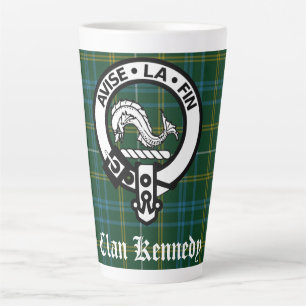 Caneca De Café Latte Clan Kennedy Crest Crachá & Tartan