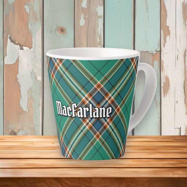 Caneca De Café Latte Clan MacFarlane Caça Antigo Tartan (Criador carregado)
