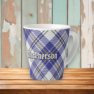 Caneca De Café Latte Clan MacPherson Blue Dress Tartan Latte Mug