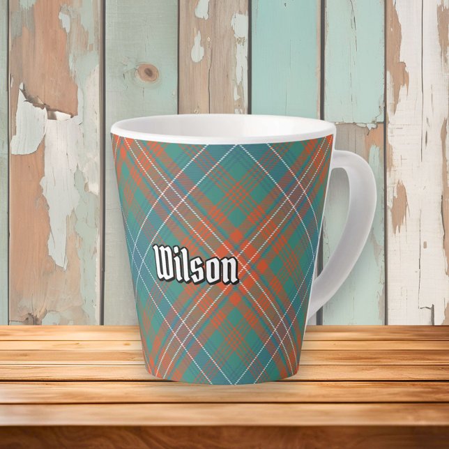 Caneca De Café Latte Clan Wilson Antigo Tartan (Criador carregado)