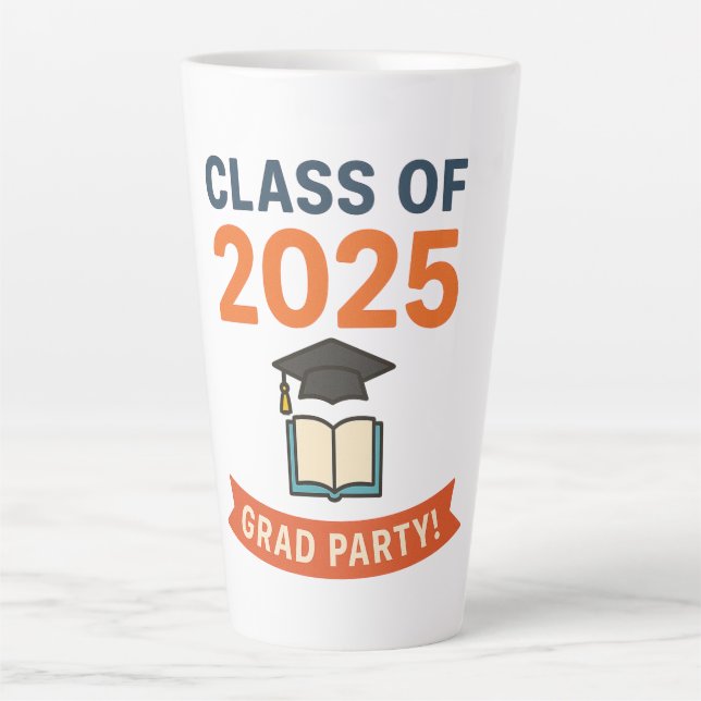 Caneca De Café Latte Classe de Festas de formatura 2025 (Frente)