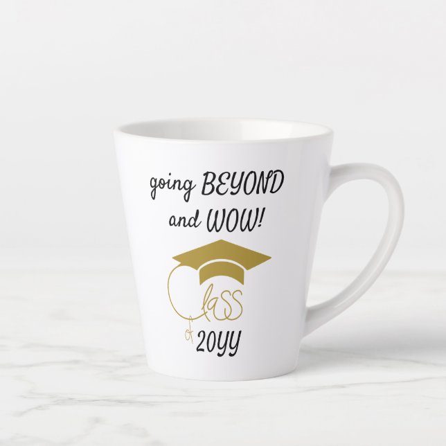 Caneca De Café Latte Classe de Parabéns Formando-Inspiração-Dourado (Direita)