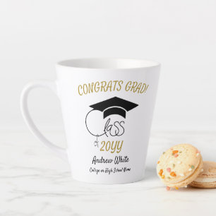 Caneca De Café Latte Classe de Parabéns Formando-Inspiracional-Preto D