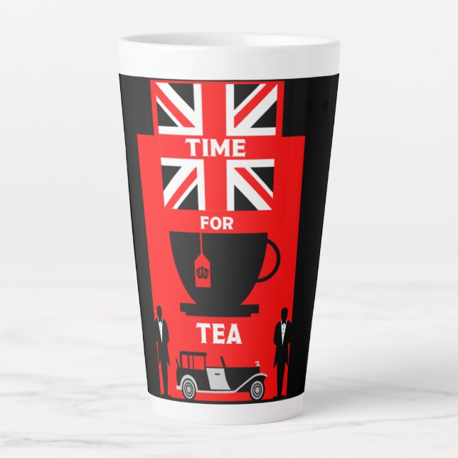 Caneca De Café Latte Clássico - Drinkers de chá britânico (Frente)