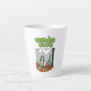 Caneca De Café Latte Clássico Gráfico de Esportes do Clube de Tênis – V