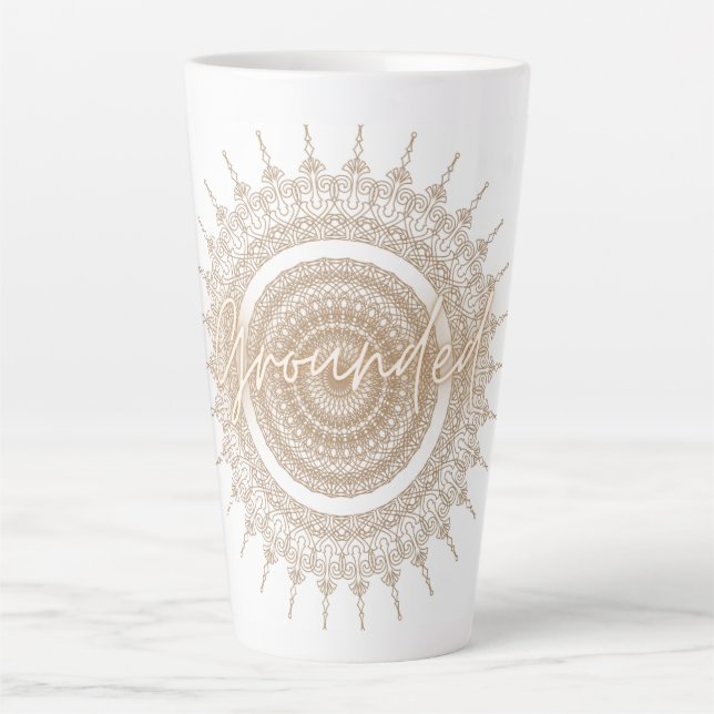 Caneca De Café Latte Clássico Mandala Latte Mug (Frente)