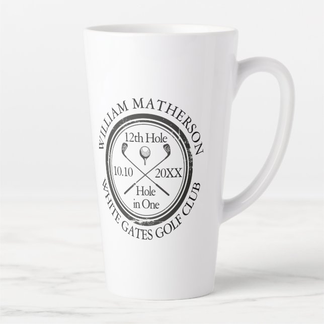 Caneca De Café Latte Clássico Personalizado de Buraco de Golfe (Direita)