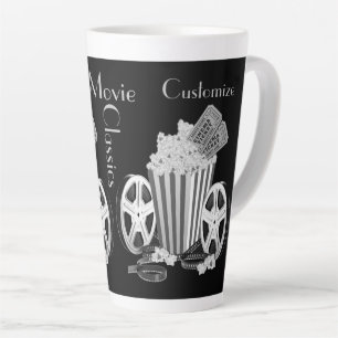 Caneca De Café Latte Clássicos personalizados de filmes em preto e bran