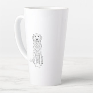 Caneca De Café Latte Clean Minimalist Golden Retriever Line Art 
