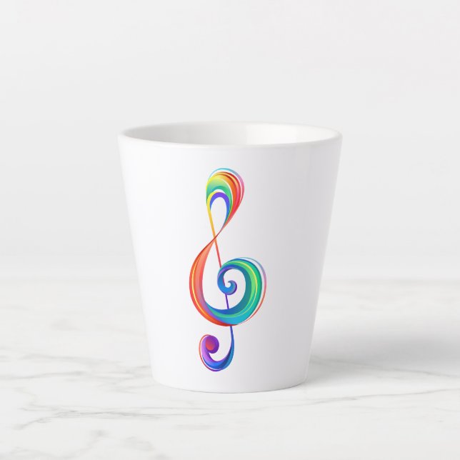 Caneca De Café Latte Clef (trecho de arco-íris) (Frente)